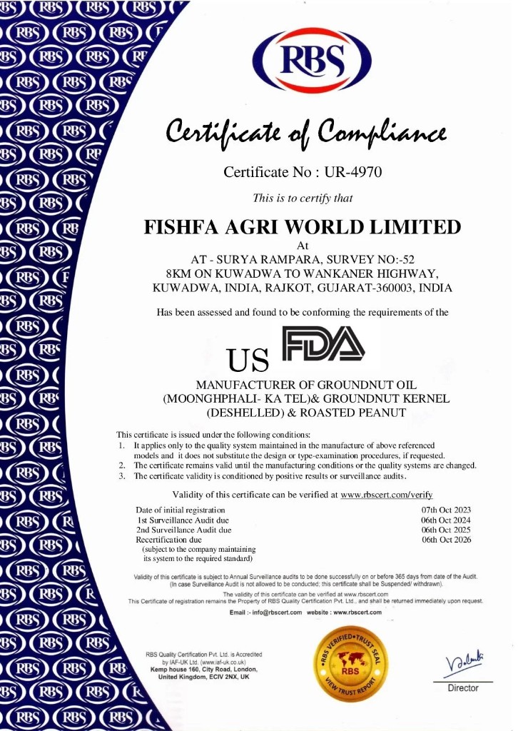 US FDA certificate of compliance